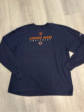 Chicago Bears NFL Reebok Navy Blue Long-Sleeve Crewneck Shirt